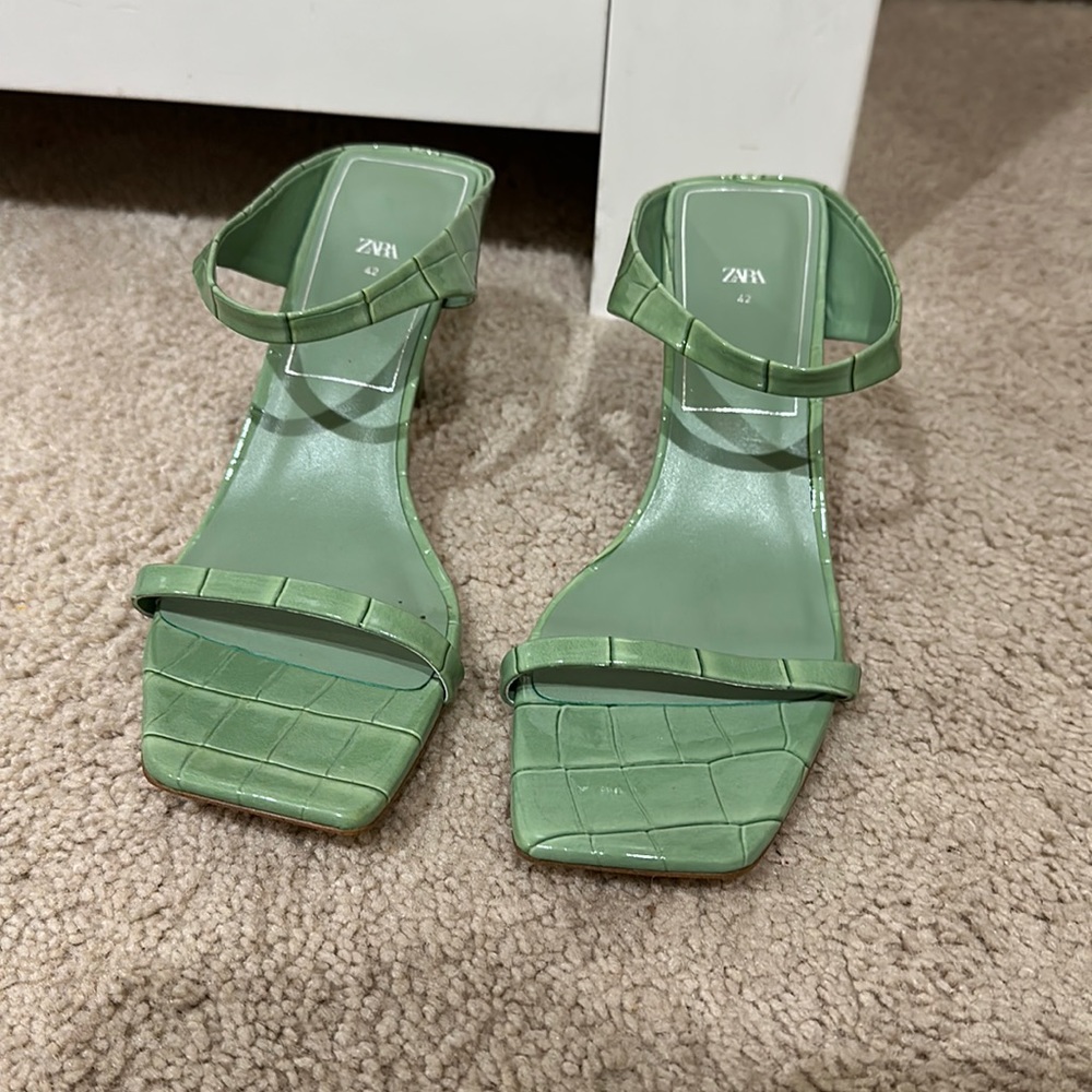 Sage Green Zara Sandals w/ 2” heel